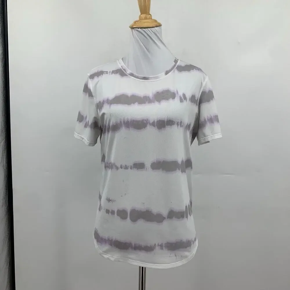 Lululemon T Shirt Womens 6 Multi High Neck Running and Training Tie Dye Drop Cut